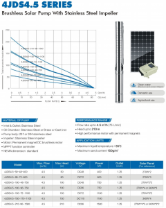 4JDS4.5-50-48-400 SOLAR SUBMERSIBLE BOREHOLE PUMPS